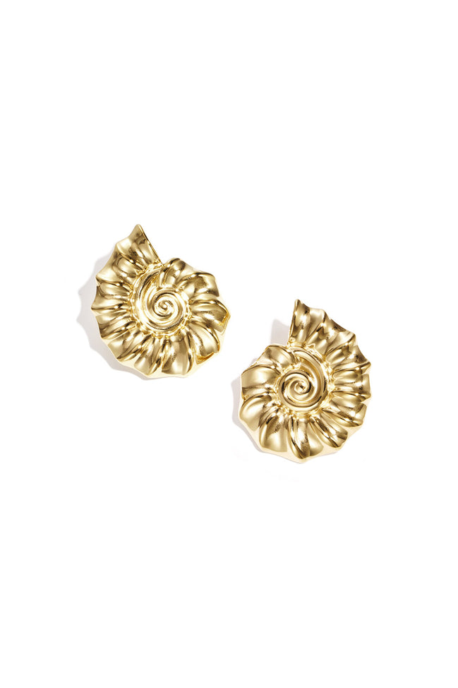 Spiral shell statement earrings