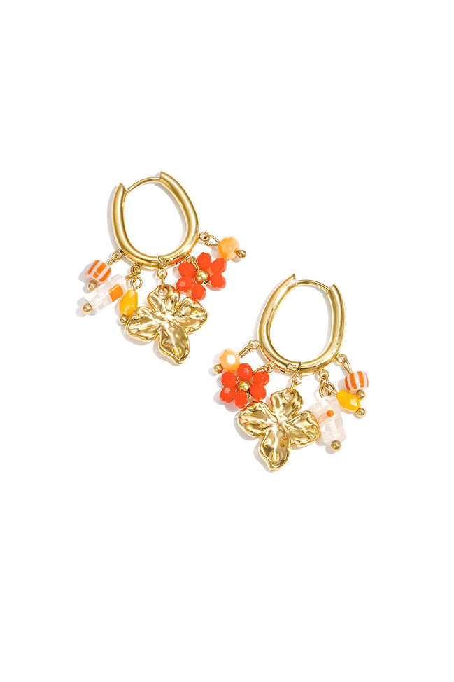 Earrings with various dangling beads