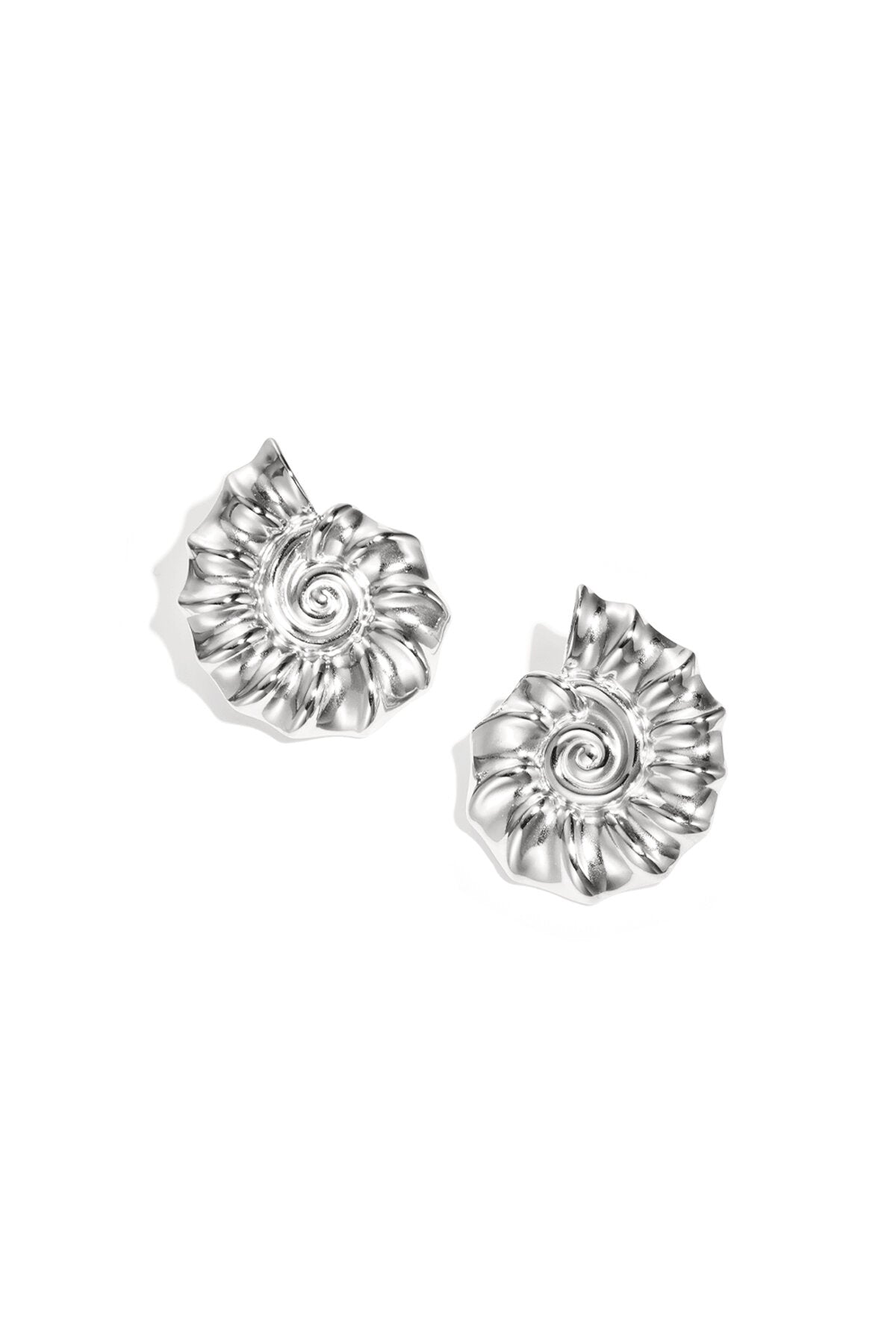 Spiral shell statement earrings
