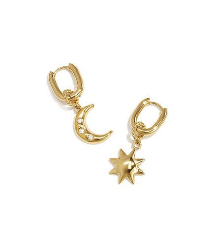 Elegant Sun & Moon Zircon Drop Earrings for Women