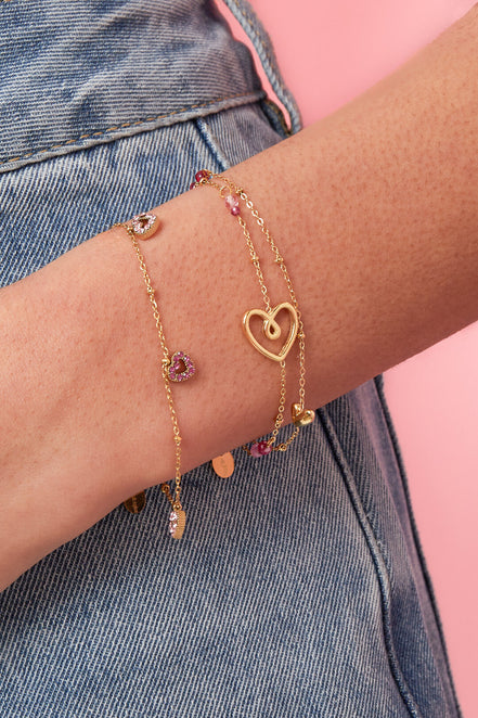 Bracelet with playful heart, beads and pearl