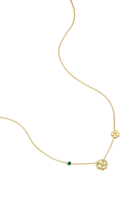 Necklace with clovers and colored stones