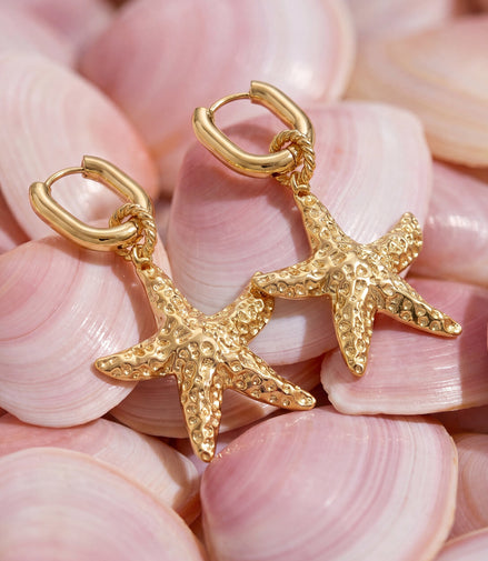 Elegant Starfish Drop Earrings for Women, Silver & Gold