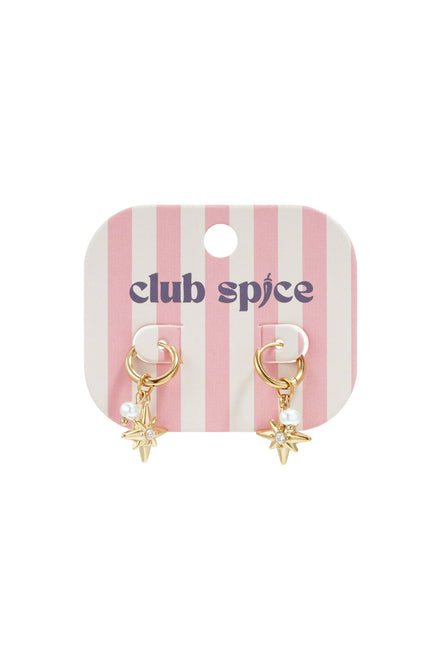 Earrings with pearl and star pendants