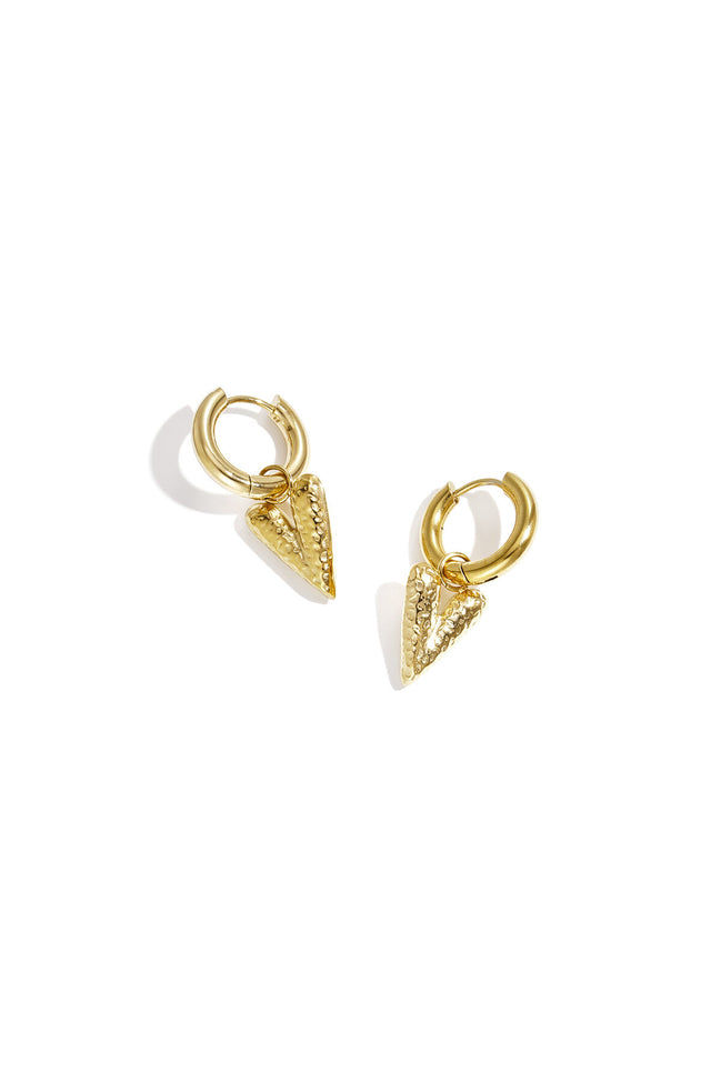 Earrings with structured hanging heart
