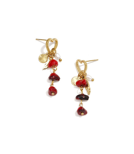 Romantic Heart-Shaped Beaded Earrings for Spring/Summer