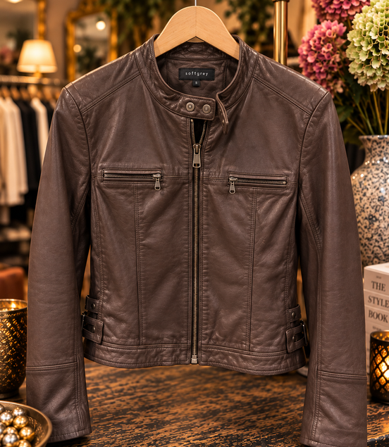 Softgrey leren jack – bruin | maat 38
