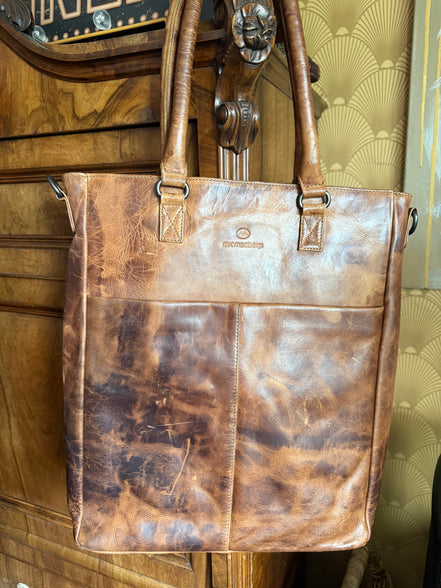 Micmacbags leren shopper – cognac