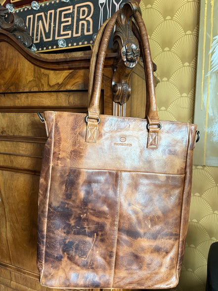 Micmacbags leren shopper – cognac