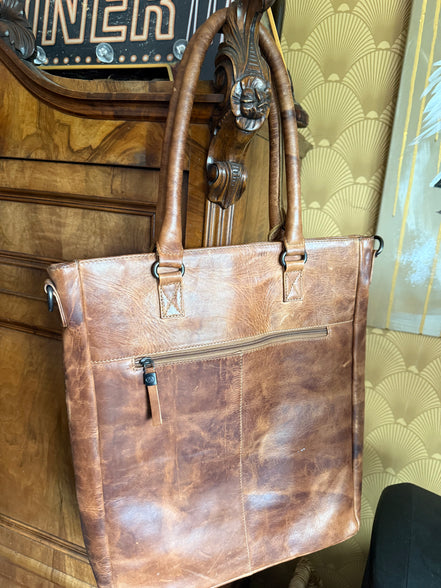 Micmacbags leren shopper – cognac