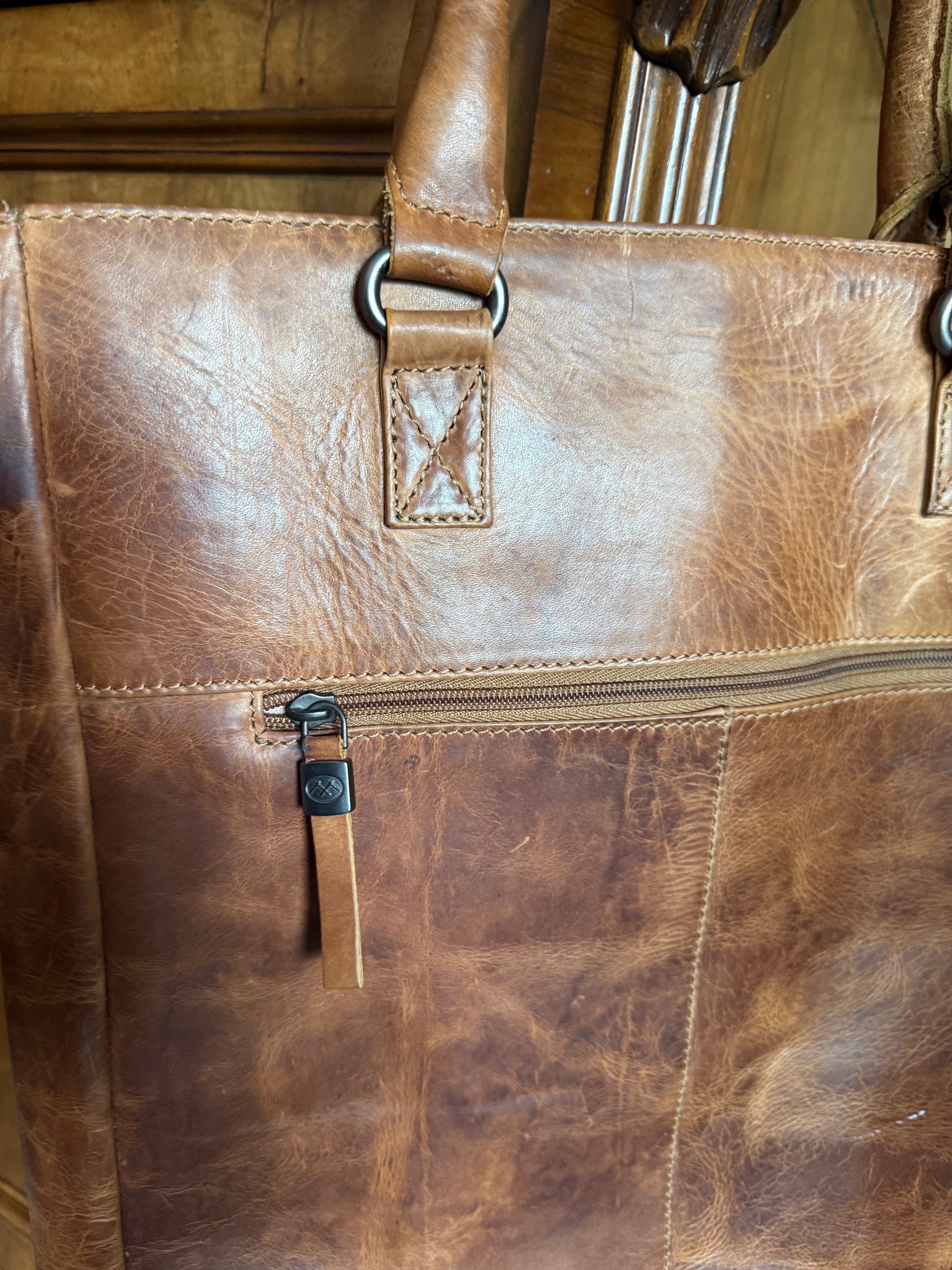 Micmacbags leren shopper – cognac