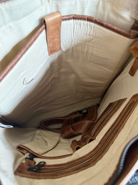 Micmacbags leren shopper – cognac