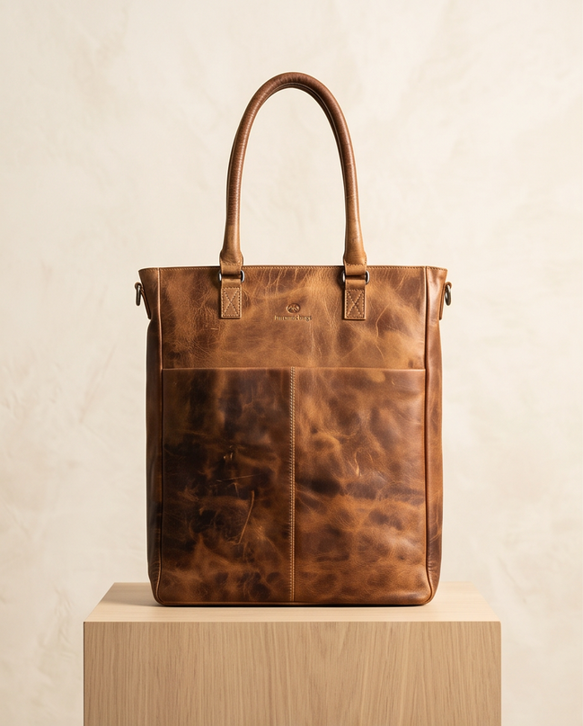 Micmacbags leren shopper – cognac