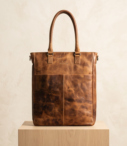 Micmacbags leren shopper – cognac