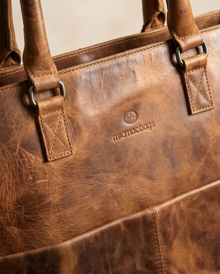 Micmacbags leren shopper – cognac