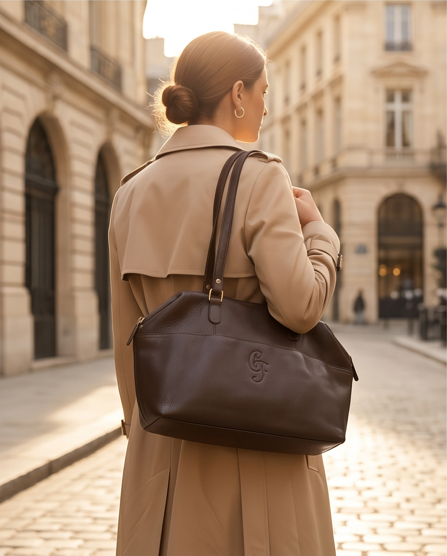 Claudio Ferrici leren shopper – donkerbruin