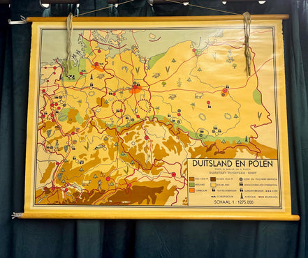 Vintage schoolkaart Duitsland en Polen