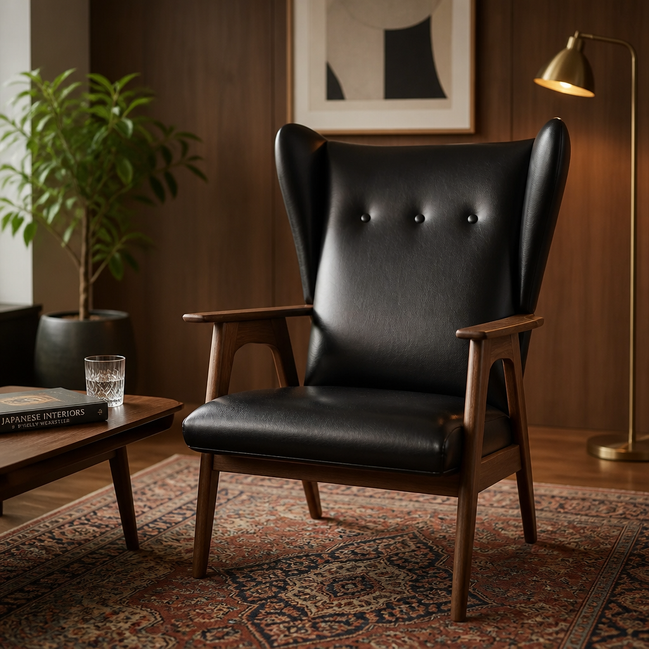 Mid century wingback stoel