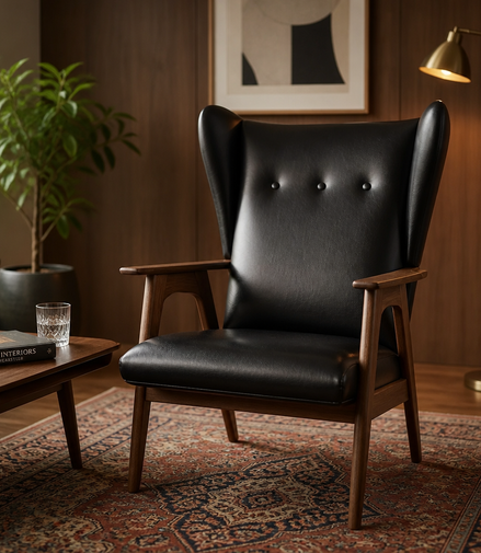 Mid century wingback stoel