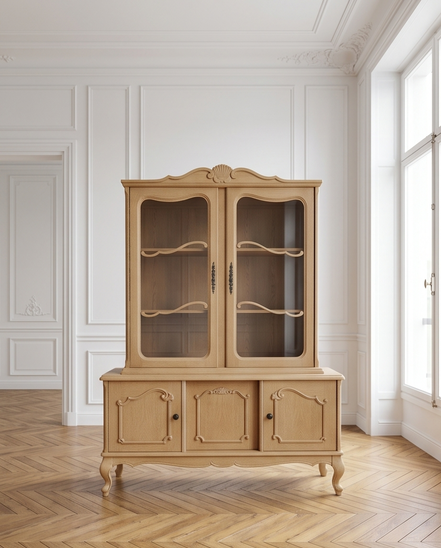 Vintage vitrinekast in Queen Ann &nbsp;stijl