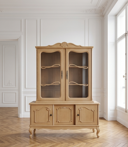 Vintage vitrinekast in Queen Ann &nbsp;stijl