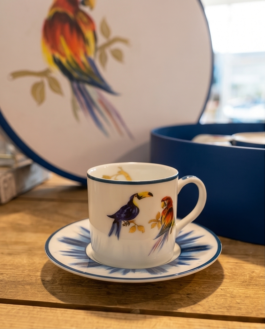 Tania Bulhões espresso set “Passaros do Brasil”