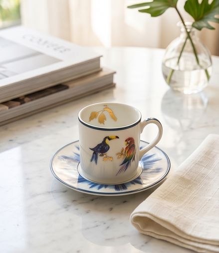 Tania Bulhões espresso set “Passaros do Brasil”