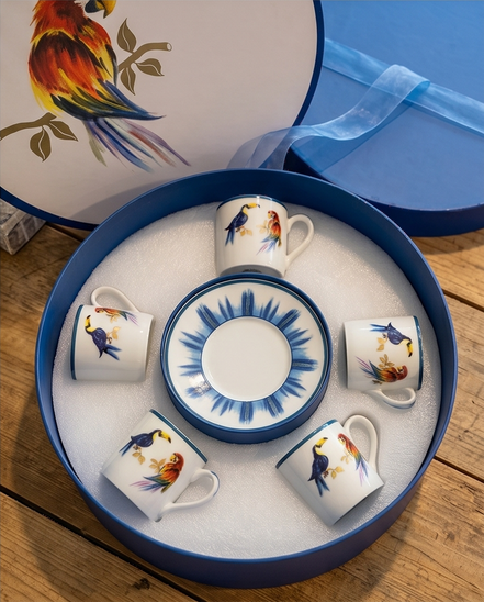 Tania Bulhões espresso set “Passaros do Brasil”