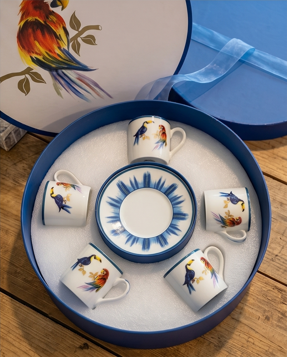 Tania Bulhões espresso set “Passaros do Brasil”