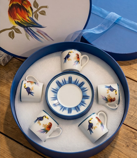 Tania Bulhões espresso set “Passaros do Brasil”