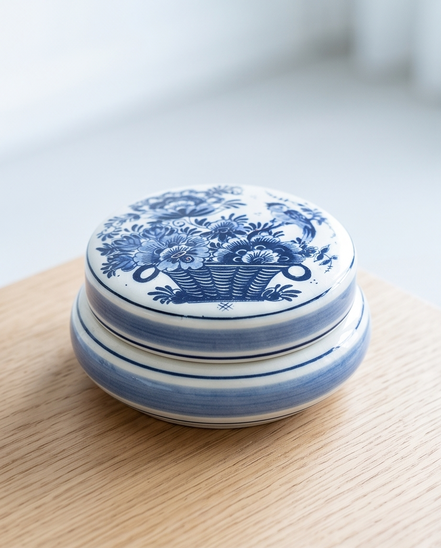 Vintage Delfts blauw bonbonnière / sieradendoosje