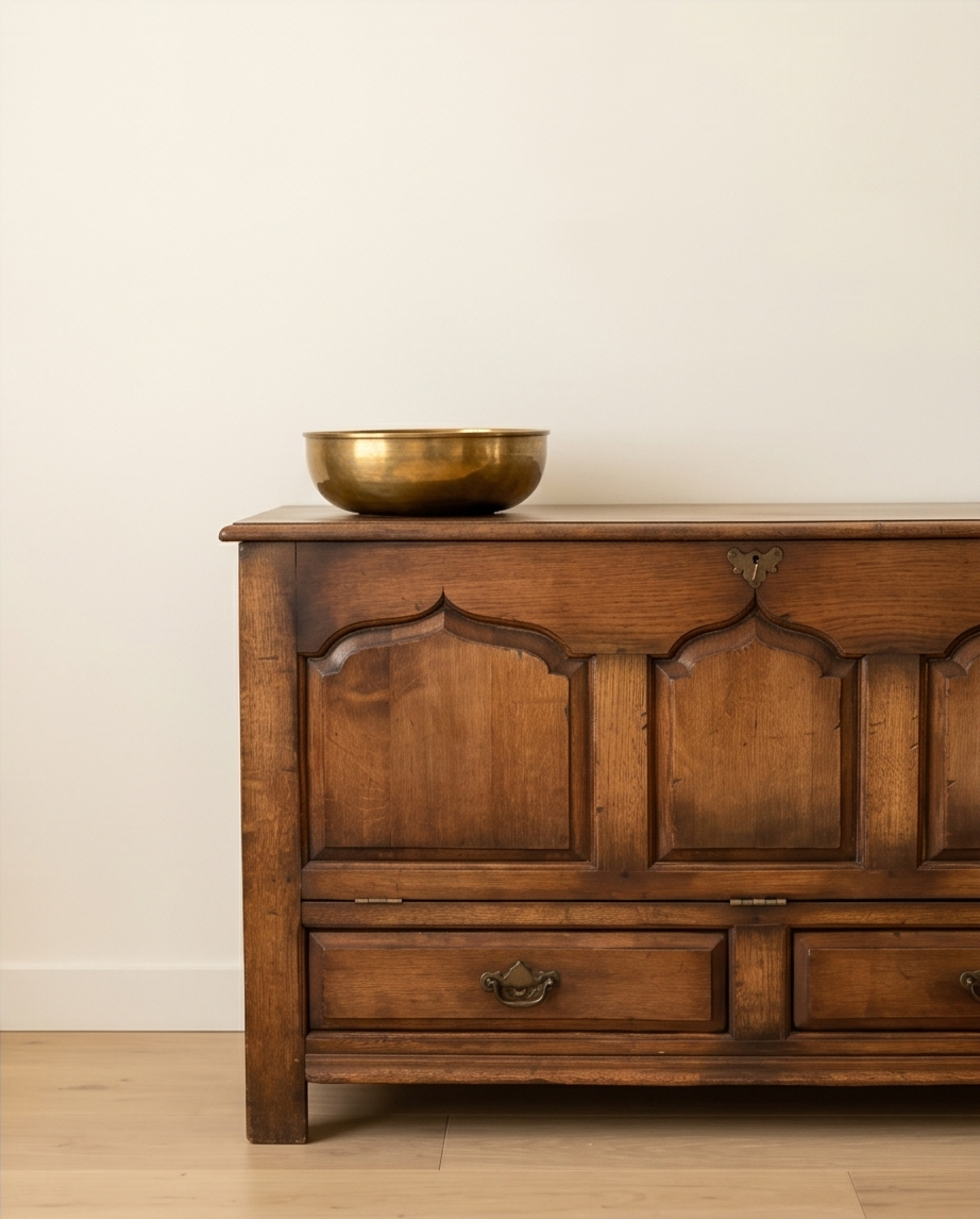 Vintage eiken dekenkist, halkast