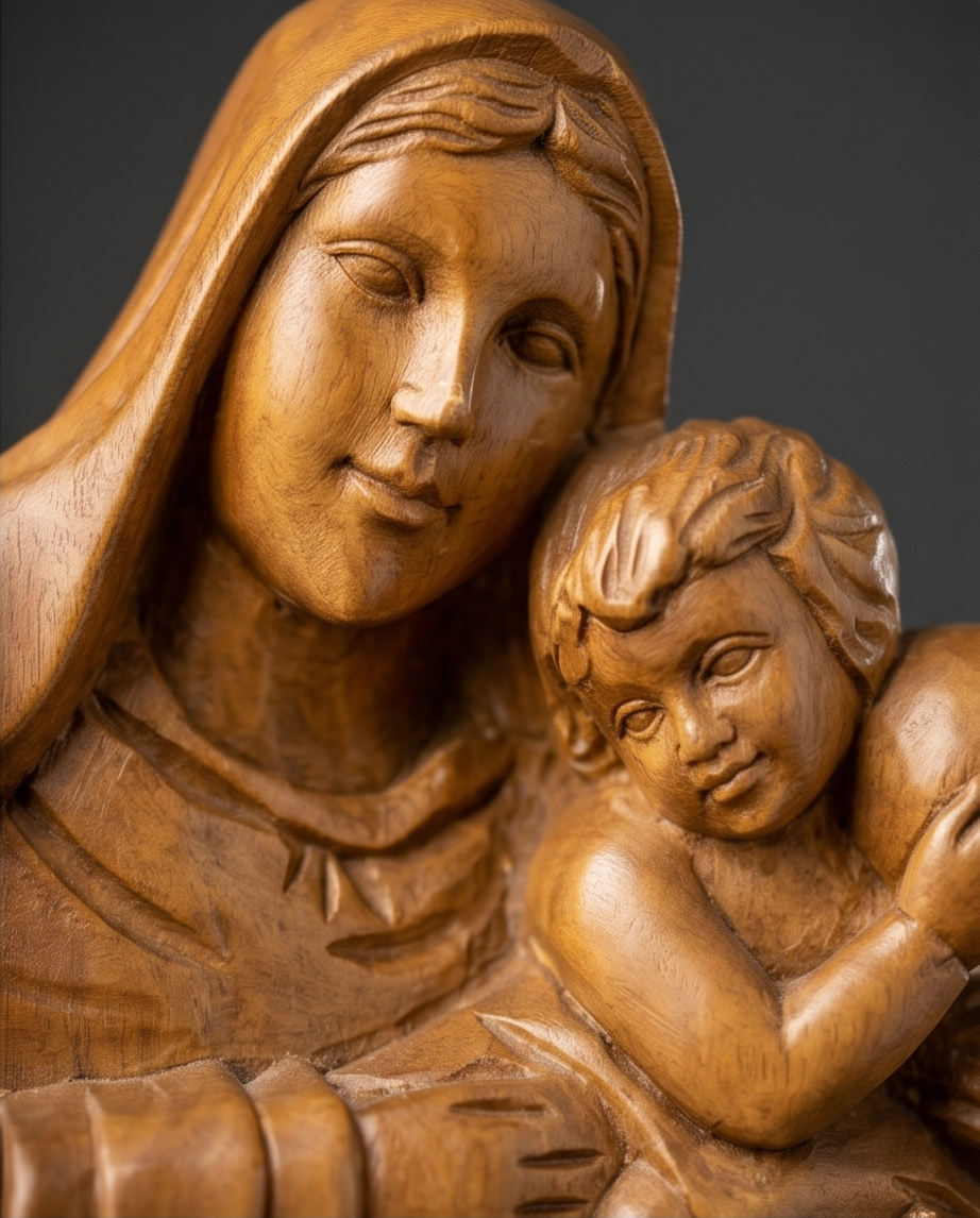 Vintage houten Maria met kind – 46 cm