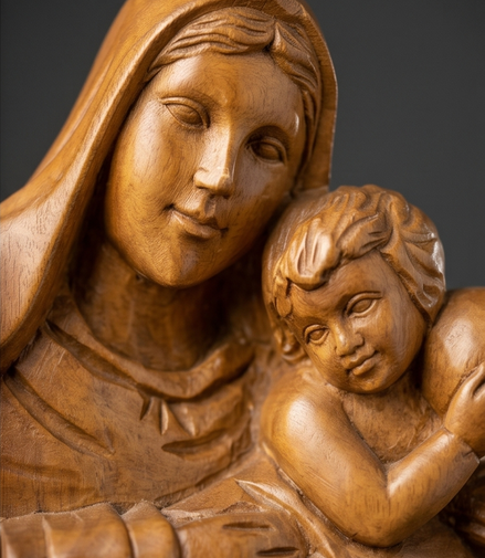 Vintage houten Maria met kind – 46 cm