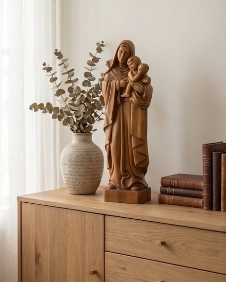 Vintage houten Maria met kind – 46 cm