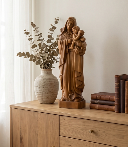 Vintage houten Maria met kind – 46 cm