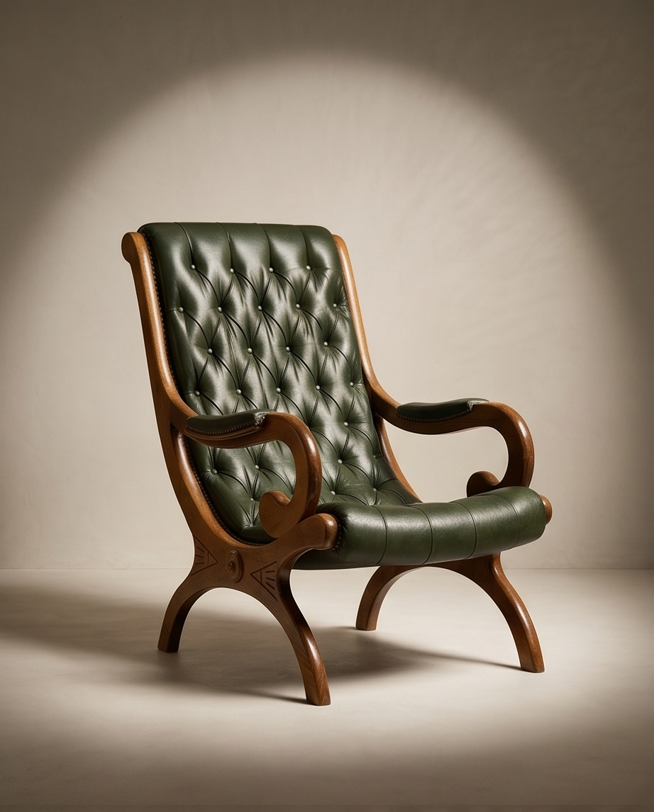 Vintage lounge fauteuil in groen leder