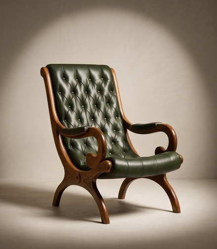 Vintage lounge fauteuil in groen leder