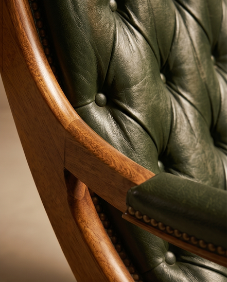 Vintage lounge fauteuil in groen leder