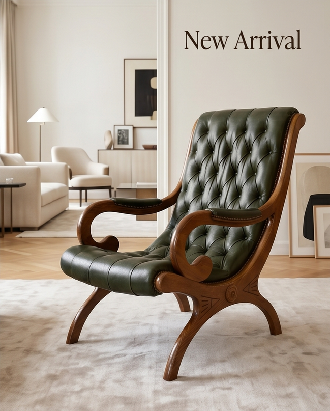 Vintage lounge fauteuil in groen leder
