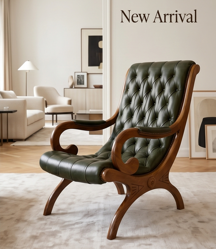 Vintage lounge fauteuil in groen leder