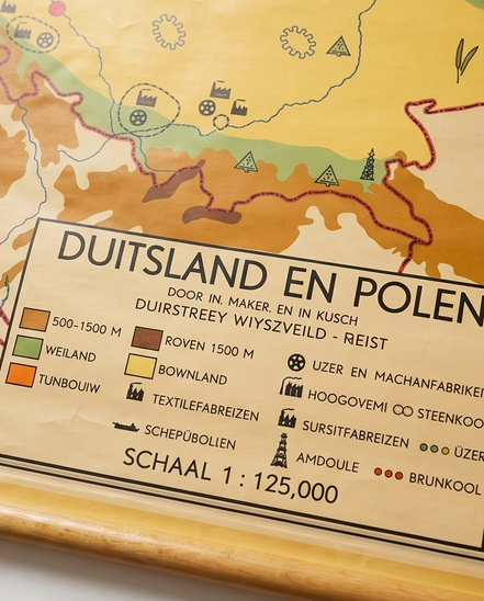 Vintage schoolkaart Duitsland en Polen