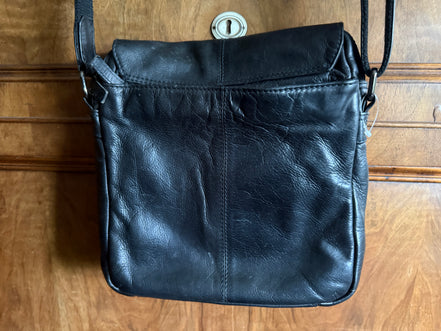 Old West leren crossbodytas – zwart