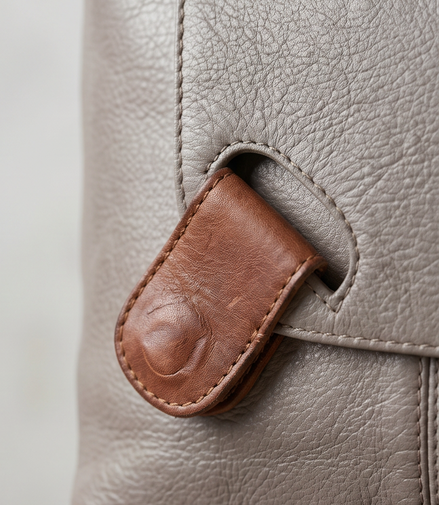 Leren crossbodytas in grijs en cognac