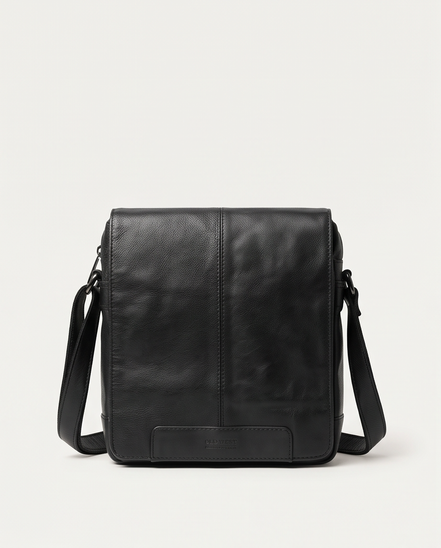 Old West leren crossbodytas – zwart