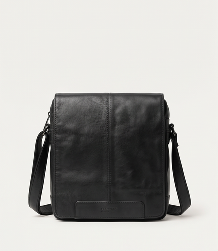 Old West leren crossbodytas – zwart