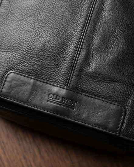 Old West leren crossbodytas – zwart
