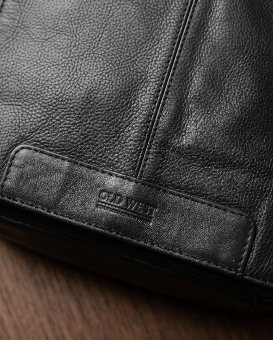 Old West leren crossbodytas – zwart