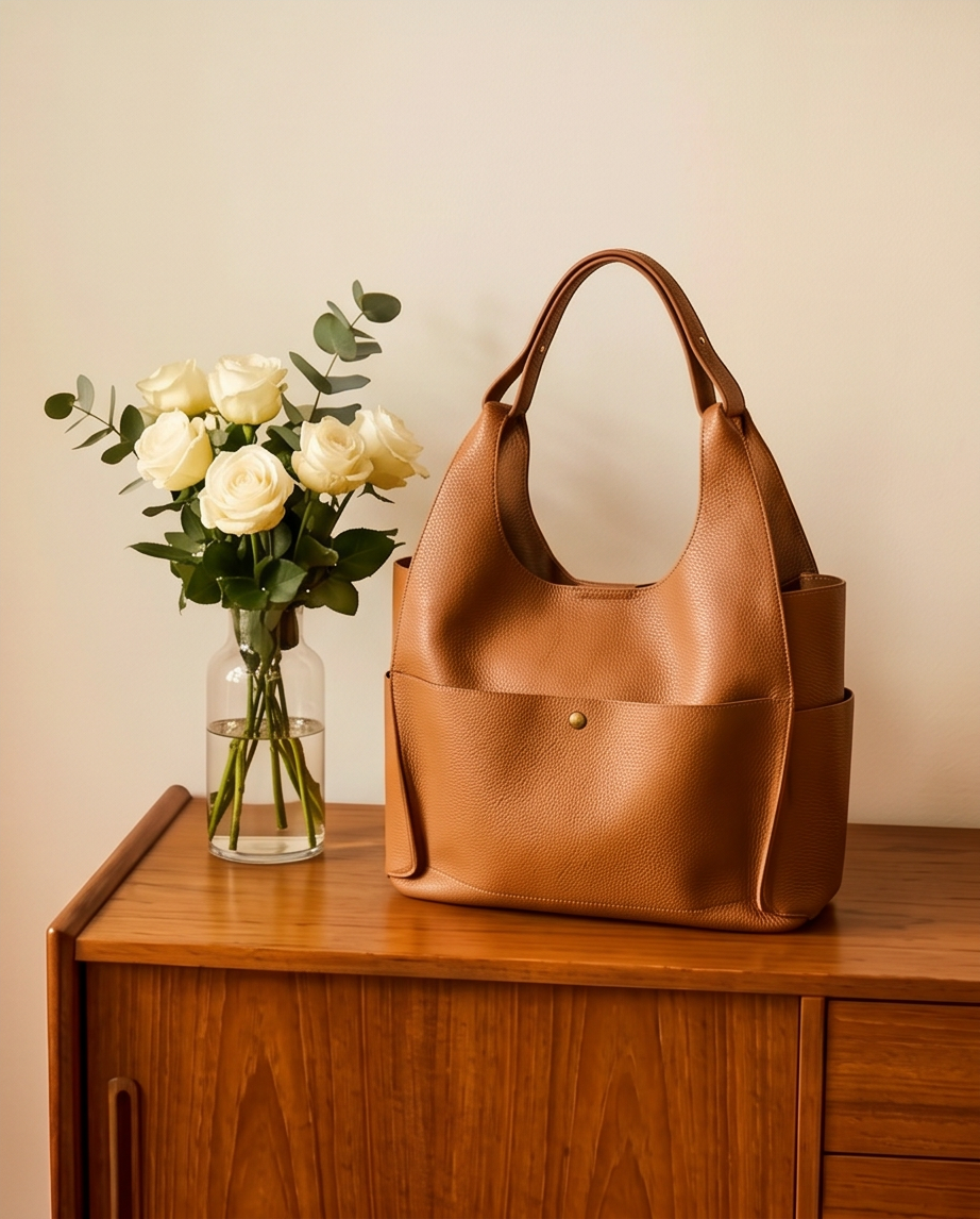 Anthropologie shopper in camelkleur