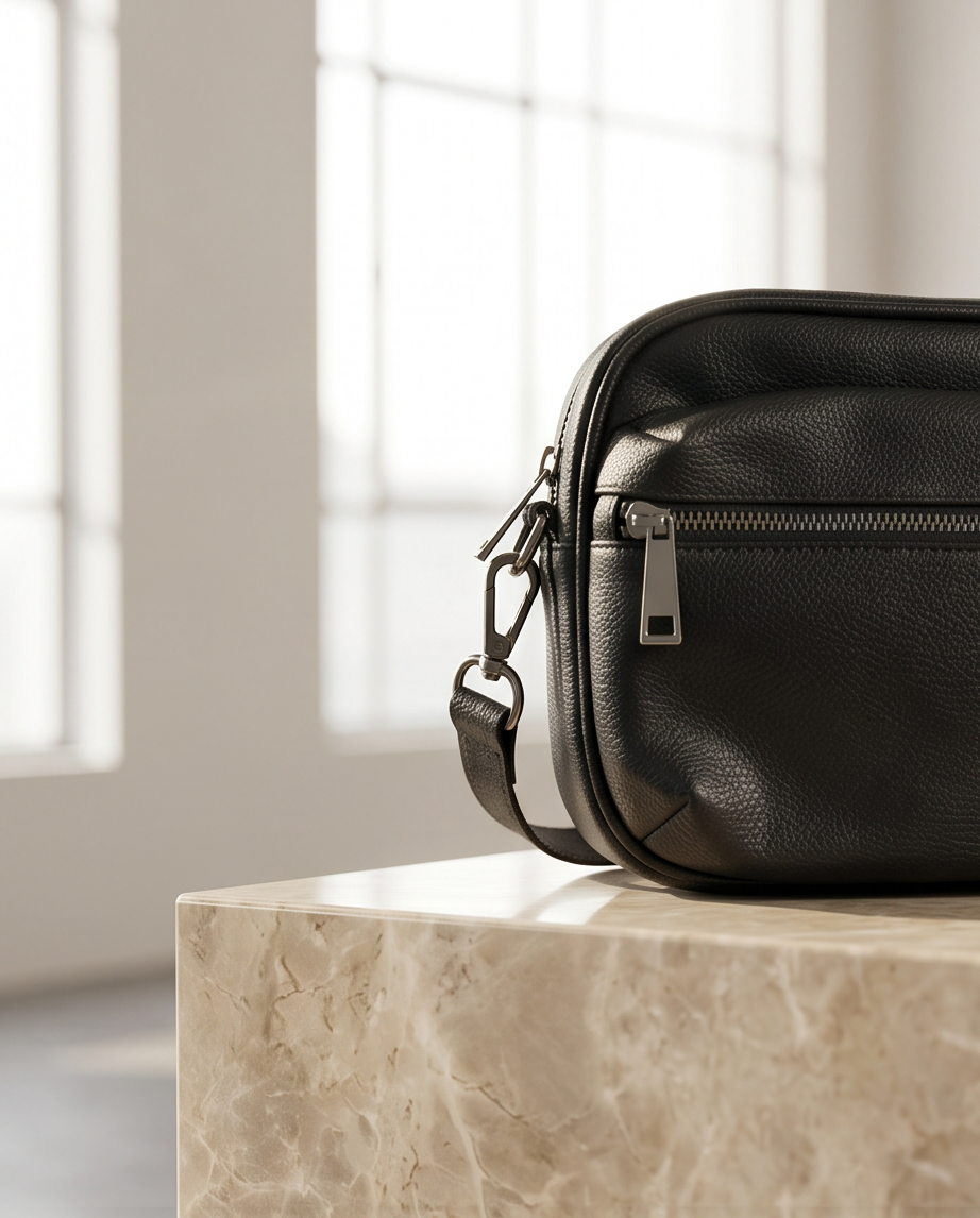 Malelions leren crossbodytas zwart